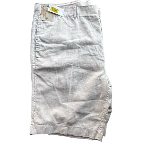 CARIBBEAN Men's Natural LINEN COTTON Flat Front Shorts Summer Beach Wear Sz 42 - Picture 3 of 9
